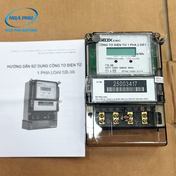 Gelex Emic CE-38: Công tơ điện tử 1 pha 1 giá 5/80A, 220V - CCX 1 - Hình ảnh 2