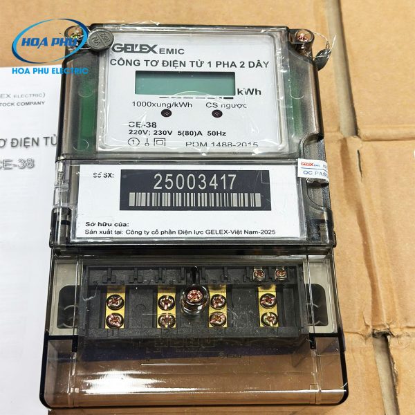 Gelex Emic CE-38: Công tơ điện tử 1 pha 1 giá 5/80A, 220V - CCX 1