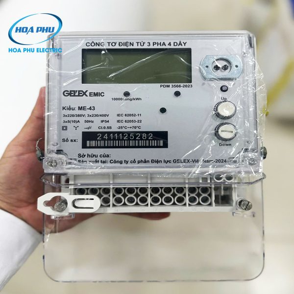 Gelex Emic ME-43: Công tơ điện tử 3 pha 4 dây gián tiếp 3x5(10)A