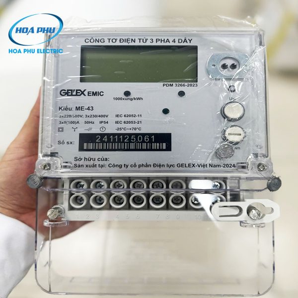 Gelex Emic ME-43: Công tơ điện tử 3 pha 4 dây trực tiếp 3x5(100)A
