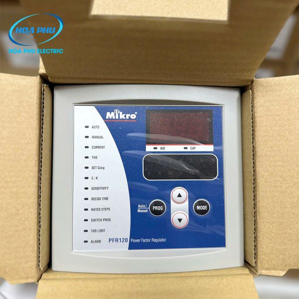 Mikro PFR120-220-50: Bộ điều khiển tụ bù 12 cấp, điện áp L-L 220VAC