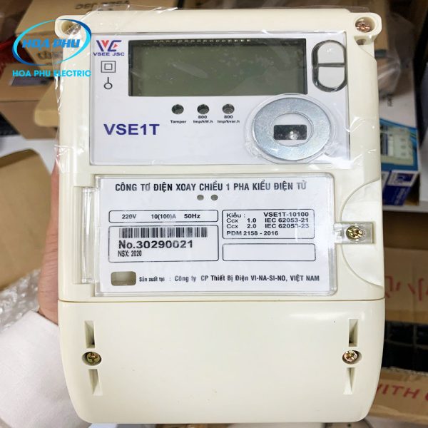 Vinasino VSE1T-10100: Công tơ điện tử  trực tiếp 1 pha 3 biểu giá 10(100)A