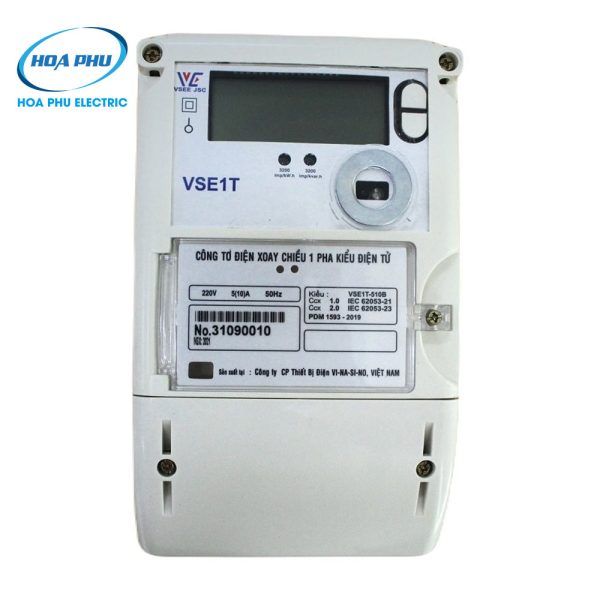 Vinasino VSE1T-510B: Công tơ điện tử gián tiếp 1 pha 3 biểu giá 5(10)A, 2 chiều