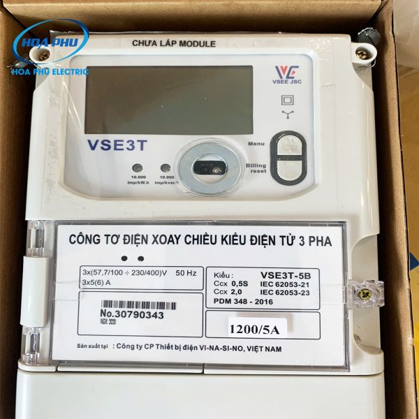 Vinasino VSE3T-5B: Công tơ điện tử gián tiếp 2 chiều 3 pha 3 biểu giá 3×5(6)A - Hình ảnh 2