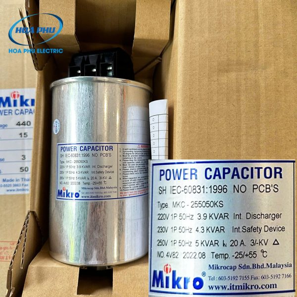 tụ bù Mikro MKC-255100KS 1 pha 10kVAr 250V