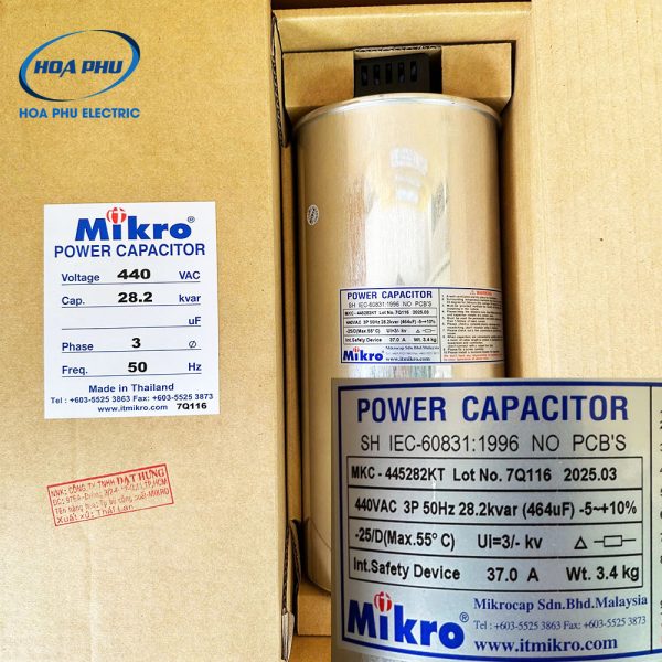 Tụ bù Mikro MKC-445282KT Tụ khô 3 pha 28.2kVAr 440V 50Hz