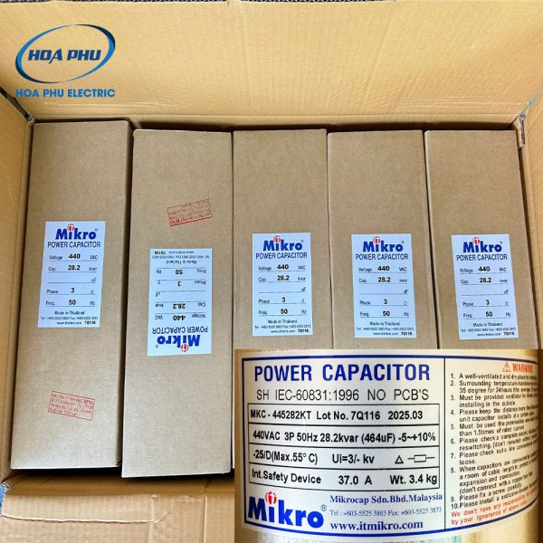 Tụ bù Mikro MKC-445282KT – Tụ khô 3 pha 28.2kVAr 440V 50Hz - Hình ảnh 4