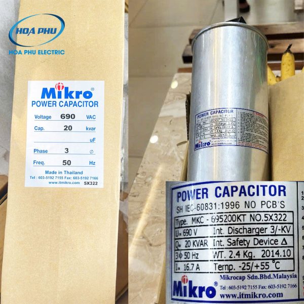 Tụ bù khô mikro 3p 690v 20Kvar mkc-695200kt