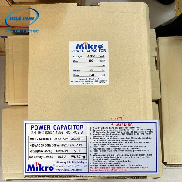 MMB-445050KT: Tụ bù dầu Mikro 3 pha 50Kvar 440V 50Hz - Hình ảnh 3