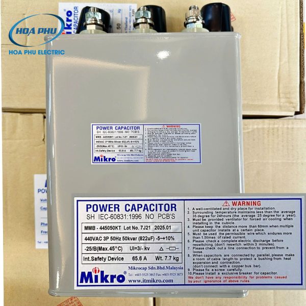 tụ bù 3 pha 50kvar 440v