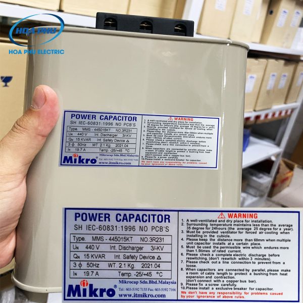 tụ bù dầu 3 pha 15kvar 440v mms-445015kt