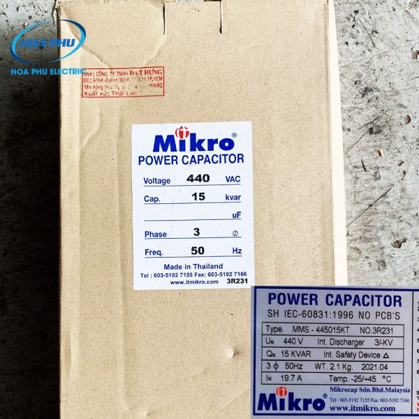 MMS-445015KT: Tụ bù dầu Mikro 3 pha 15Kvar 440V 50Hz - Hình ảnh 2