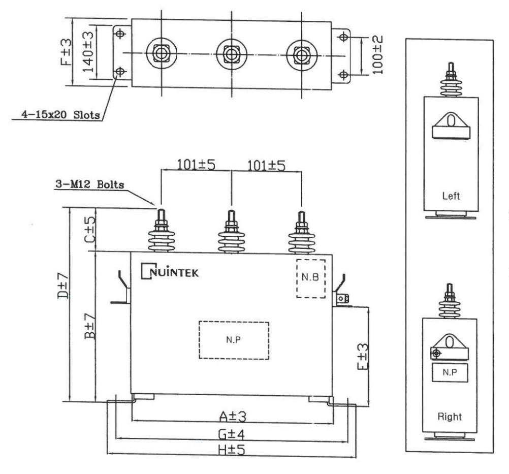 Kích thước tụ bù dầu anu-482100ks 100kvar 480v 3pha