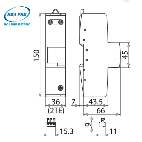 Kích thước chống sét DEHNgap Maxi 1 255 FM