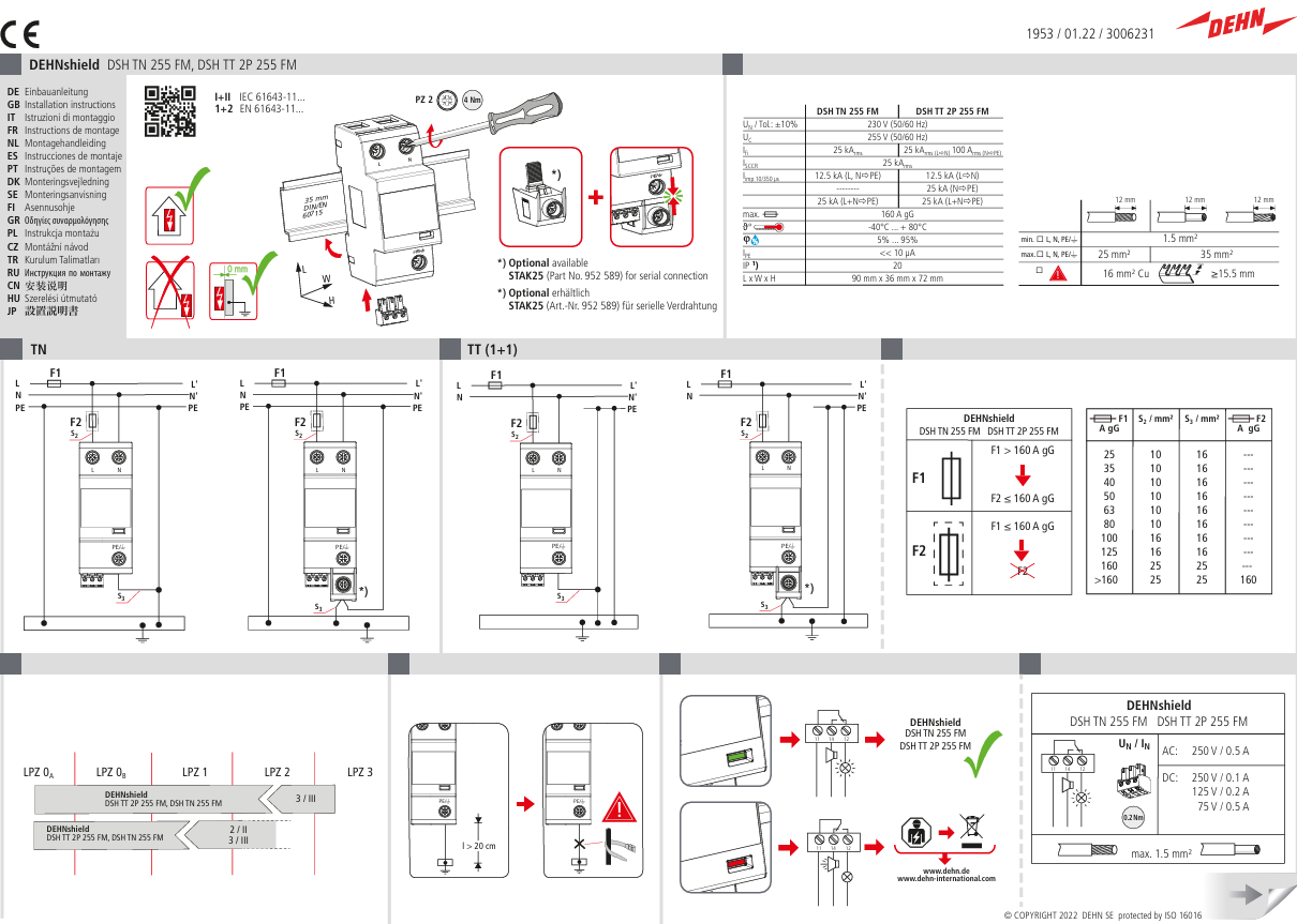 Thông số sản phẩm chống sét Tài liệu chống sét DEHNshield DSH TT 255 FM (941115)