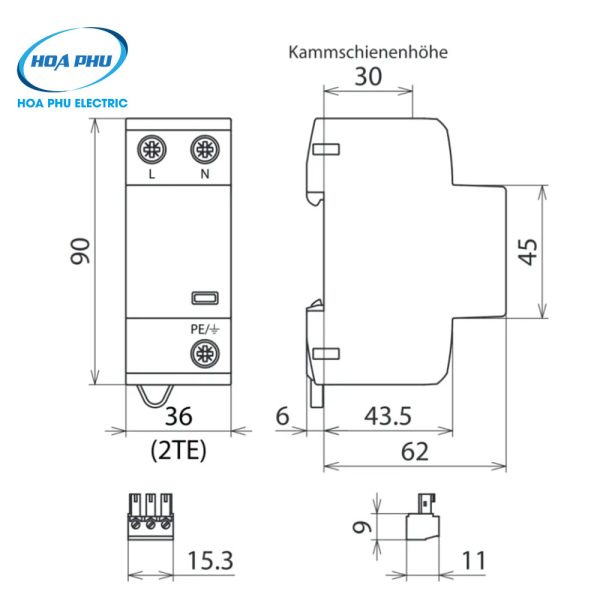 Kích thước sản phẩm DEHNshield TT 255 FM (941115)