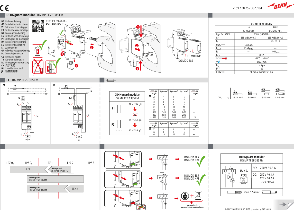 Hướng dẫn lắp đặt chống sét 942117 DG MP TT 2P 385 FM