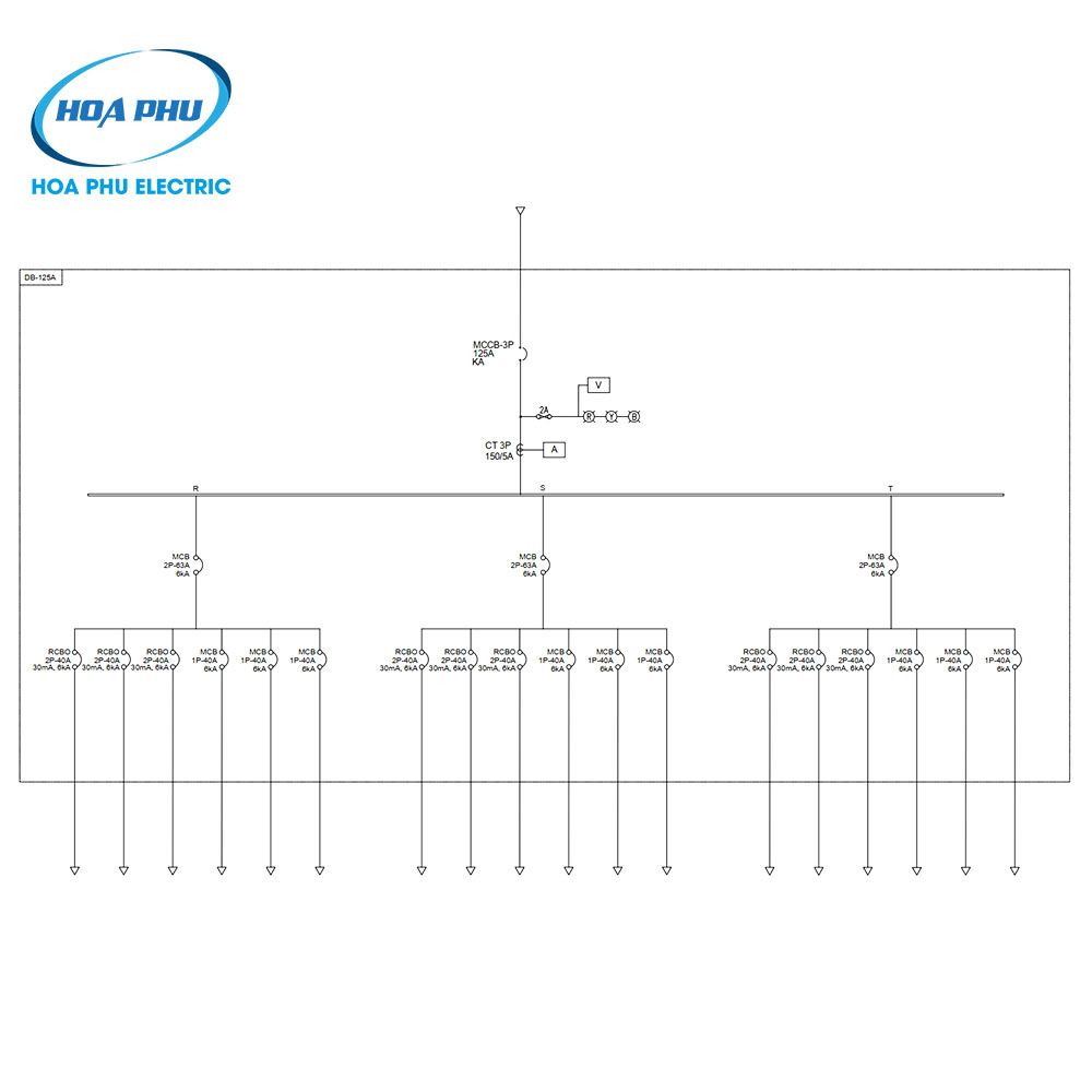 sơ đồ nguyên lý Tủ điện phân phối DB 3P 125A