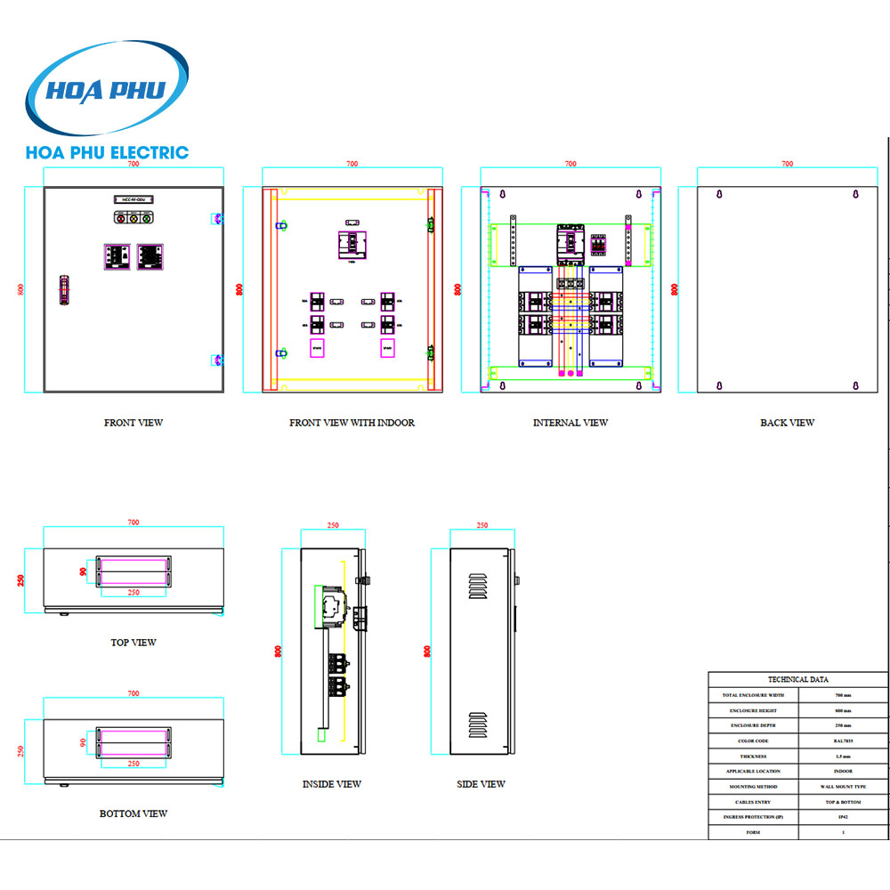 Thiết kế tủ phân phối 3P 160A Schneider