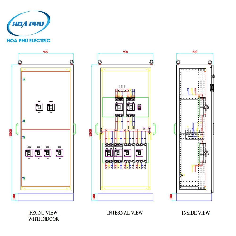 bản vẽ Tủ điện 600A Mitsubishi cho nhà xưởng lớn
