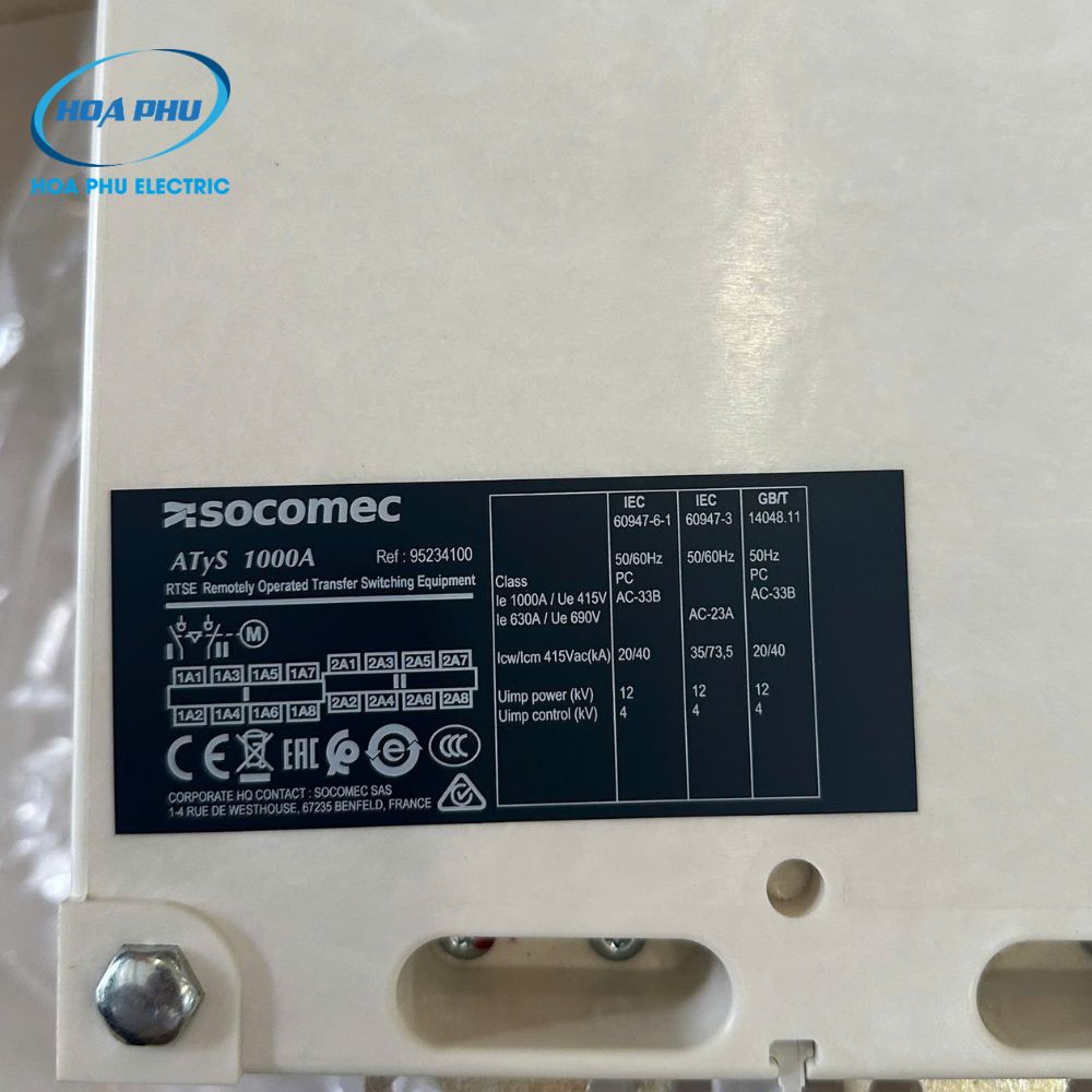 SOCOMEC 95234200: THIẾT BỊ CHUYỂN NGUỒN TỰ ĐỘNG ATyS 4P 2000A - Ảnh 9