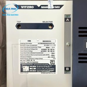 VIZTRO VAT-66WN(B60060WN): ATS 3P 600A Loại 3 Vị Trí, Front