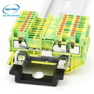 WONKE JPT 1.5/S-TW-PE: Cầu Đấu Tiếp Địa Push-in 1 Vào 2 Ra 1.5mm² 17.5A 500V