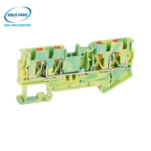 WONKE JPT 4-QU-PE: Cầu Đấu Tiếp Địa Push-in 2 Vào 2 Ra 4mm² 32A 800V
