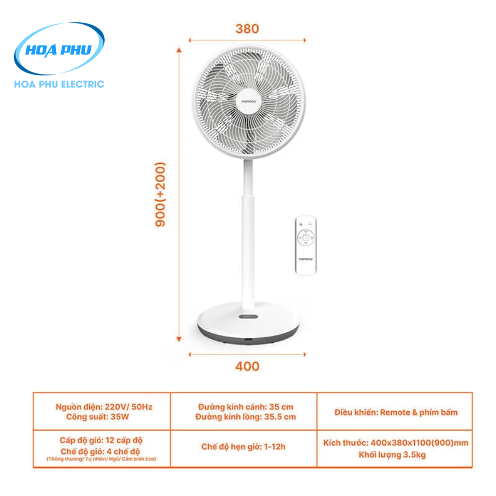 Nanoco NEF1499:Quạt Đứng Remote BLDC 30W 7 Cánh - Ảnh 4