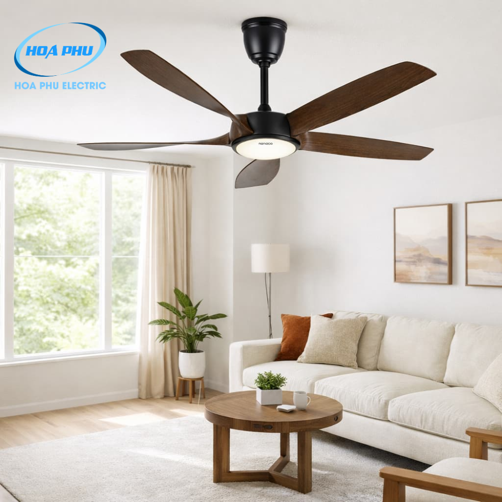 Nanoco NCFD5252L:Quạt Trần 5 Cánh Vân Gỗ Có Đèn LED - Ảnh 4