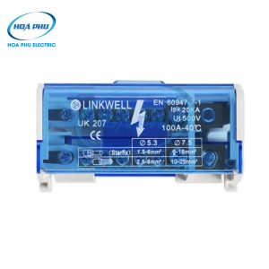 LINKWELL UK 207:Hộp Đấu Cáp 1 Pha 2 Cực 125A, 1 Ngõ Vào, 6 Ngõ Ra